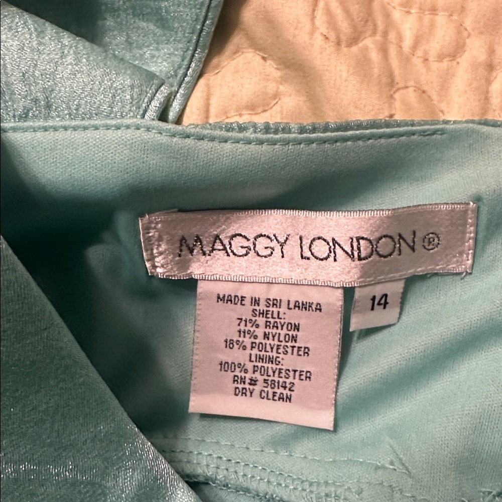 Maggy London One-Shoulder Teal Ruffle Sheath Dress - Picture 7 of 7